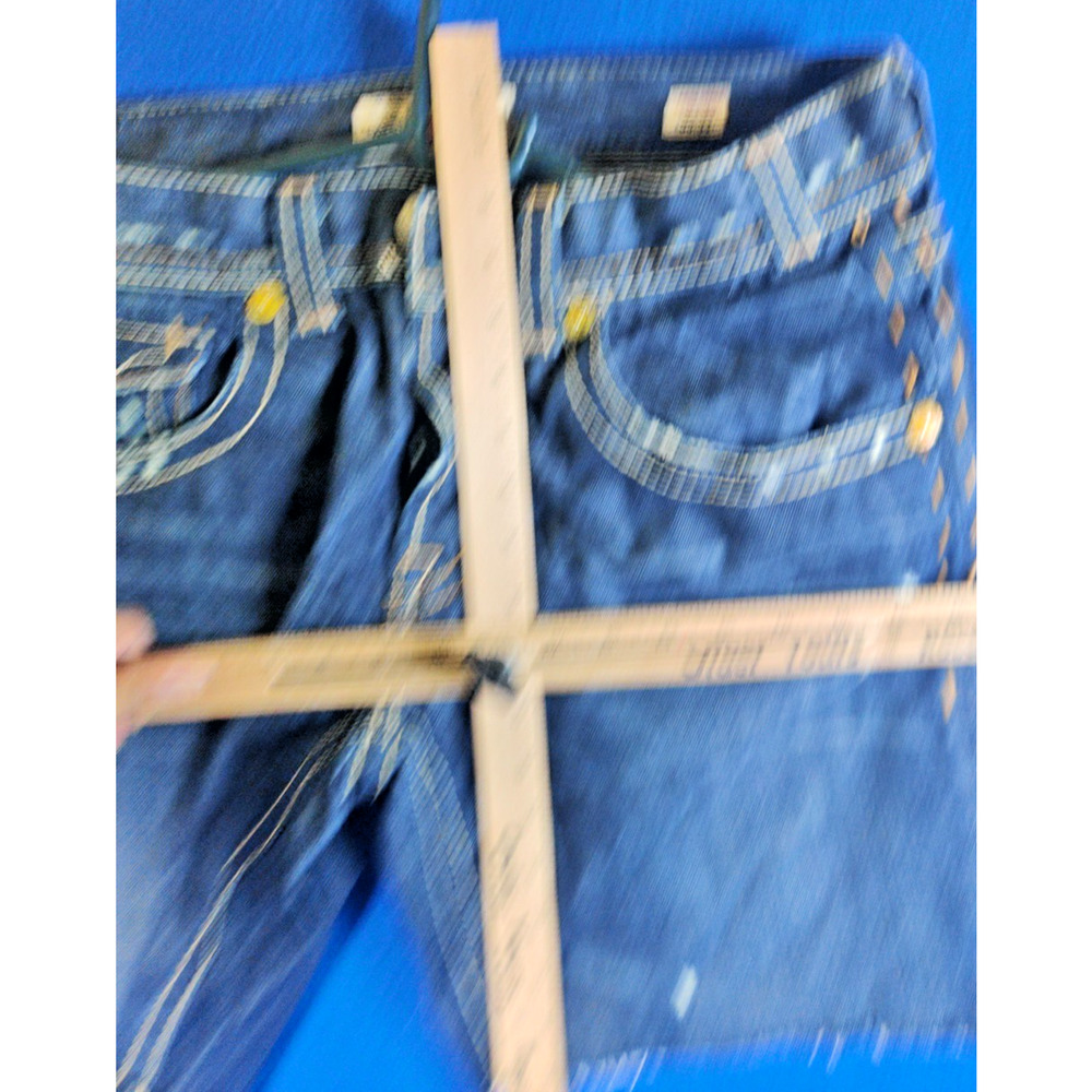 MEK Denim Women’s Shorts Size 33 Cutoff Distressed Button Fly Blue Y2K - Picture 8 of 16